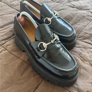 Gucci Black Leather Horsebit Loafers